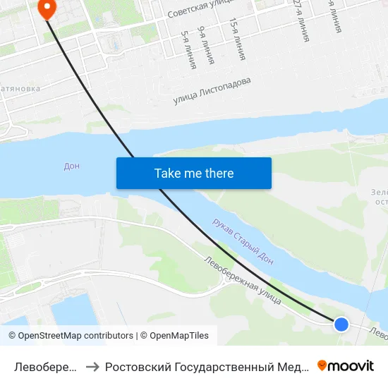 Левобережная Ул. to Ростовский Государственный Медицинский Университет map