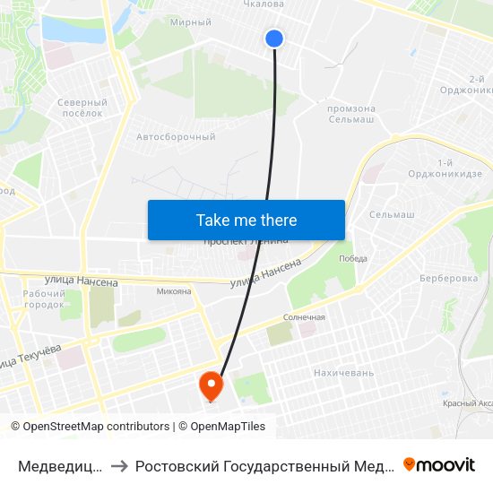 Медведицкий Пер. to Ростовский Государственный Медицинский Университет map
