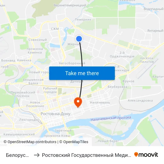 Белорусская Ул. to Ростовский Государственный Медицинский Университет map