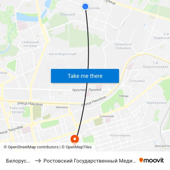 Белорусская Ул. to Ростовский Государственный Медицинский Университет map