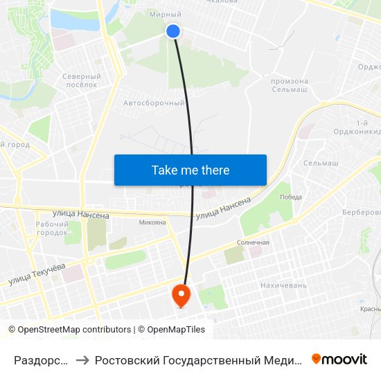 Раздорская Ул. to Ростовский Государственный Медицинский Университет map