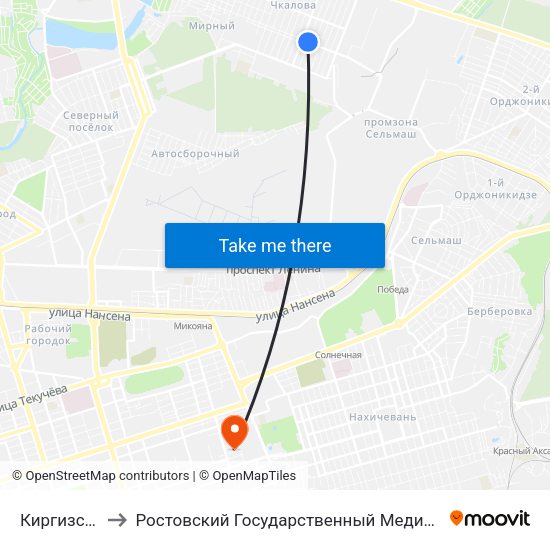Киргизская Ул. to Ростовский Государственный Медицинский Университет map