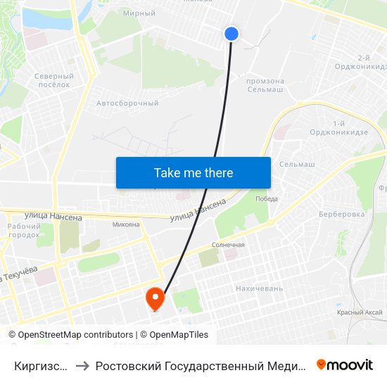 Киргизская Ул. to Ростовский Государственный Медицинский Университет map