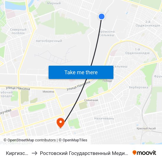Киргизская Ул. to Ростовский Государственный Медицинский Университет map