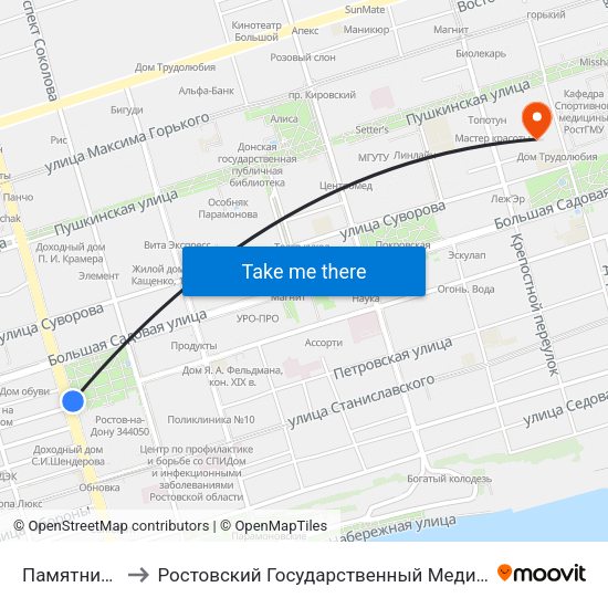 Памятник Храму to Ростовский Государственный Медицинский Университет map
