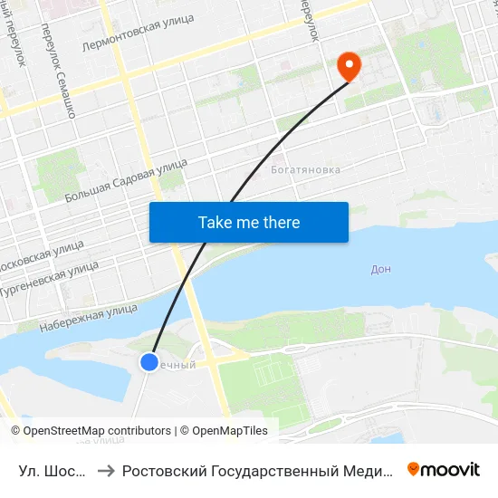 Ул. Шоссейная to Ростовский Государственный Медицинский Университет map