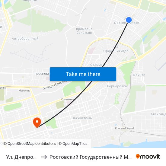 Ул. Днепропетровская to Ростовский Государственный Медицинский Университет map
