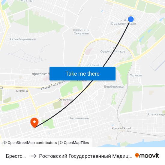 Брестская Ул. to Ростовский Государственный Медицинский Университет map
