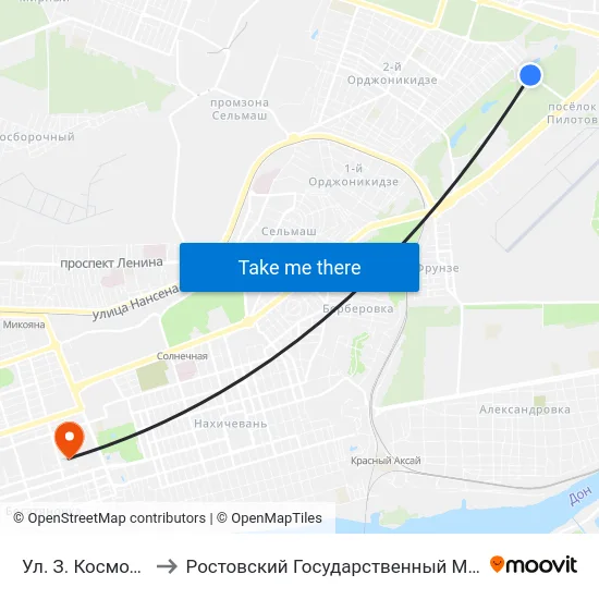 Ул. З. Космодемьянской to Ростовский Государственный Медицинский Университет map
