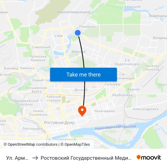 Ул. Армянская to Ростовский Государственный Медицинский Университет map
