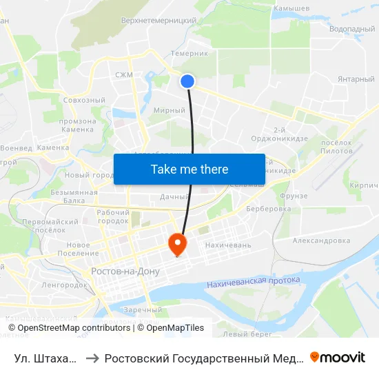 Ул. Штахановского to Ростовский Государственный Медицинский Университет map