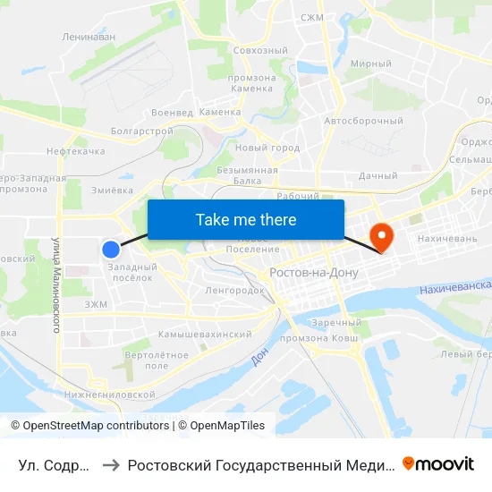 Ул. Содружества to Ростовский Государственный Медицинский Университет map