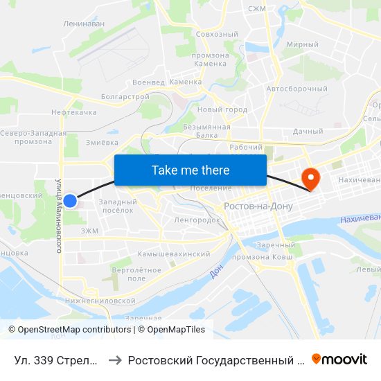 Ул. 339 Стрелковой Дивизии to Ростовский Государственный Медицинский Университет map