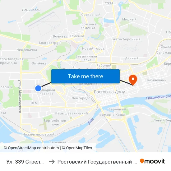 Ул. 339 Стрелковой Дивизии to Ростовский Государственный Медицинский Университет map