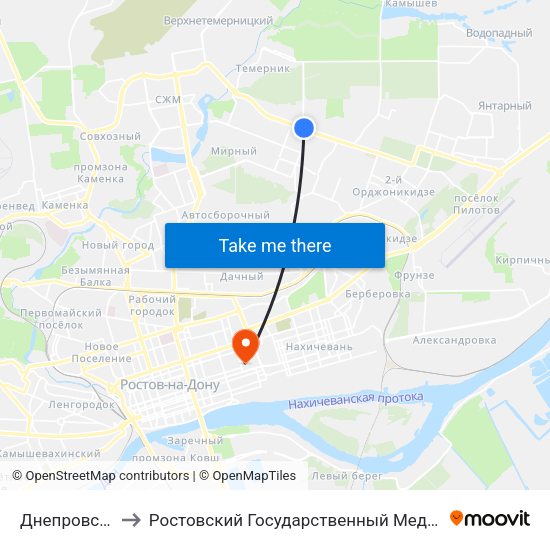 Днепровский Пер. to Ростовский Государственный Медицинский Университет map