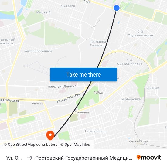 Ул. Орская to Ростовский Государственный Медицинский Университет map