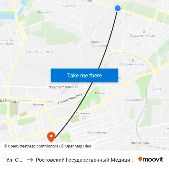 Ул. Орская to Ростовский Государственный Медицинский Университет map