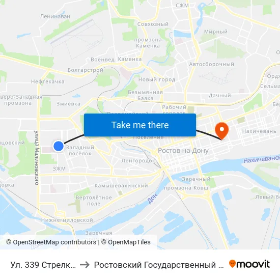 Ул. 339 Стрелковой Дивизии to Ростовский Государственный Медицинский Университет map
