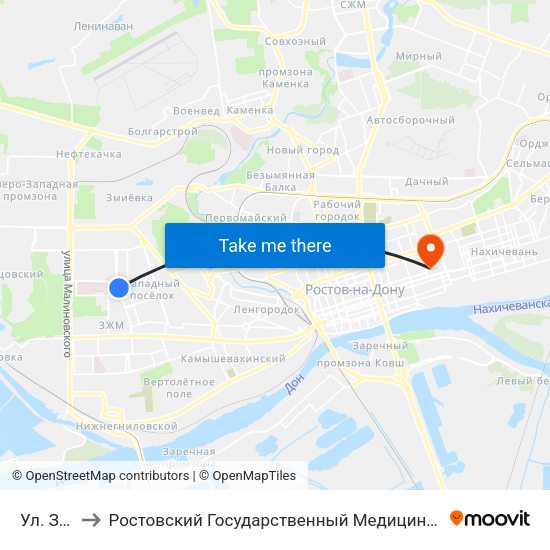 Ул. Зорге to Ростовский Государственный Медицинский Университет map