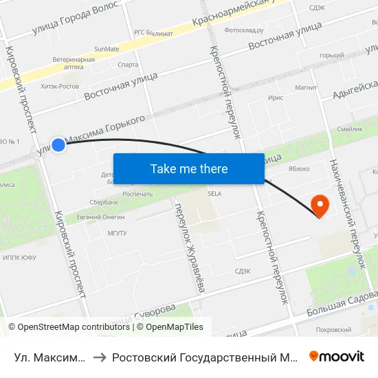 Ул. Максима Горького to Ростовский Государственный Медицинский Университет map