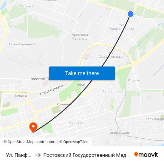Ул. Панфиловцев to Ростовский Государственный Медицинский Университет map
