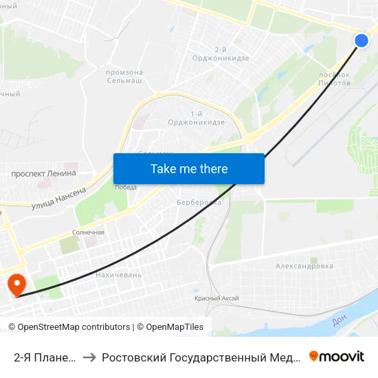 2-Я Планерная Ул. to Ростовский Государственный Медицинский Университет map