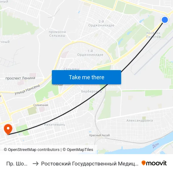 Пр. Шолохова to Ростовский Государственный Медицинский Университет map