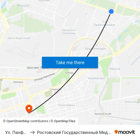 Ул. Панфиловцев to Ростовский Государственный Медицинский Университет map