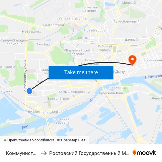 Коммунистический Пр. to Ростовский Государственный Медицинский Университет map