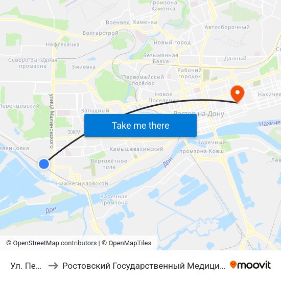 Ул. Пескова to Ростовский Государственный Медицинский Университет map