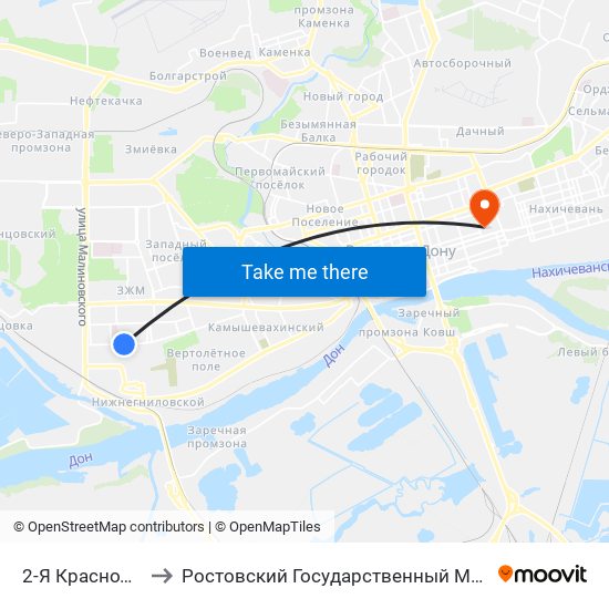 2-Я Краснодарская Ул. to Ростовский Государственный Медицинский Университет map