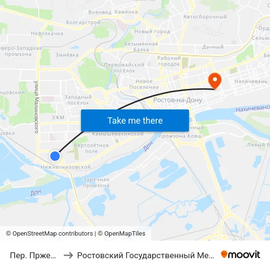 Пер. Пржевальского to Ростовский Государственный Медицинский Университет map