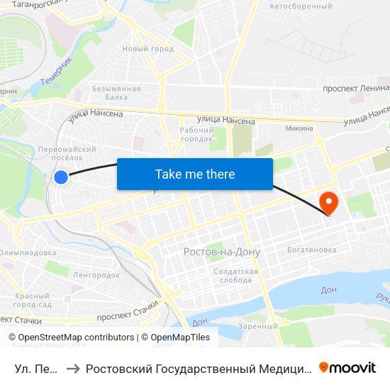 Ул. Пестеля to Ростовский Государственный Медицинский Университет map
