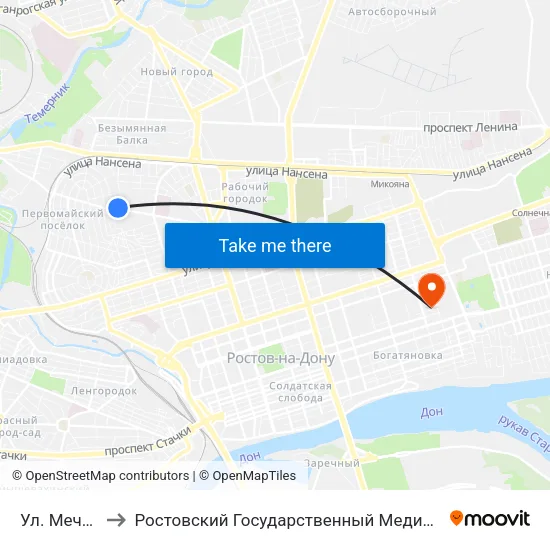 Ул. Мечникова to Ростовский Государственный Медицинский Университет map