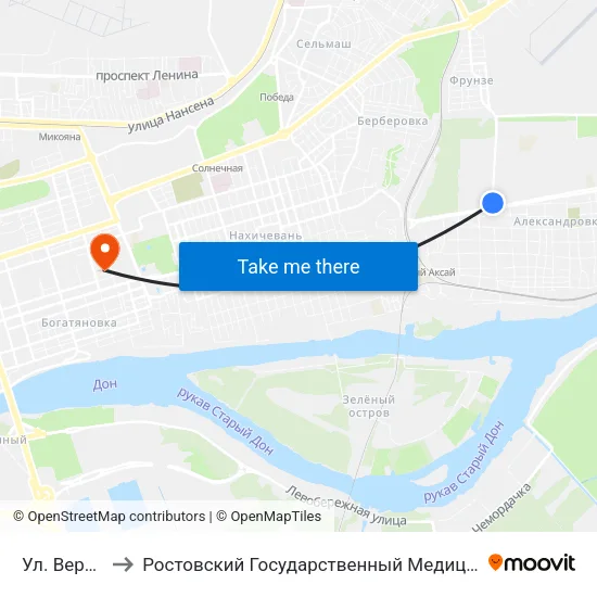 Ул. Вересаева to Ростовский Государственный Медицинский Университет map
