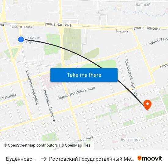 Будённовский Просп. to Ростовский Государственный Медицинский Университет map