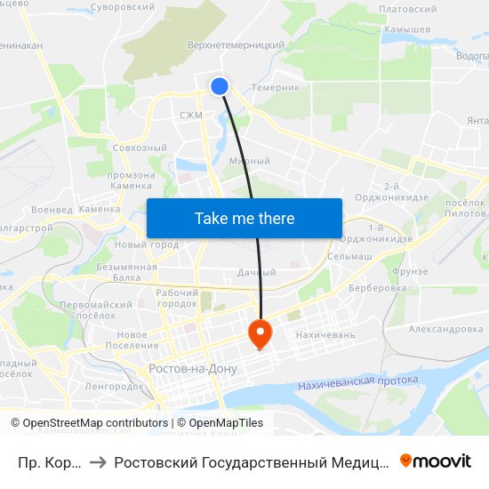 Пр. Королева to Ростовский Государственный Медицинский Университет map