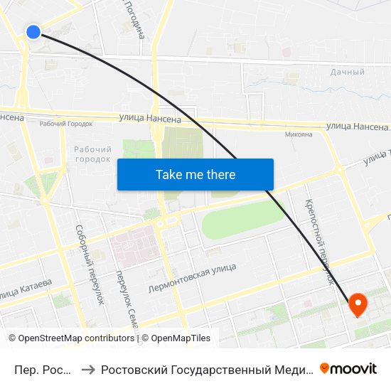 Пер. Ростовский to Ростовский Государственный Медицинский Университет map