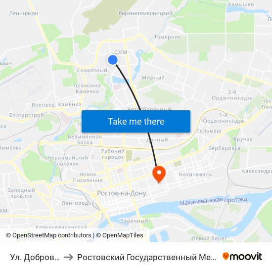 Ул. Добровольского to Ростовский Государственный Медицинский Университет map