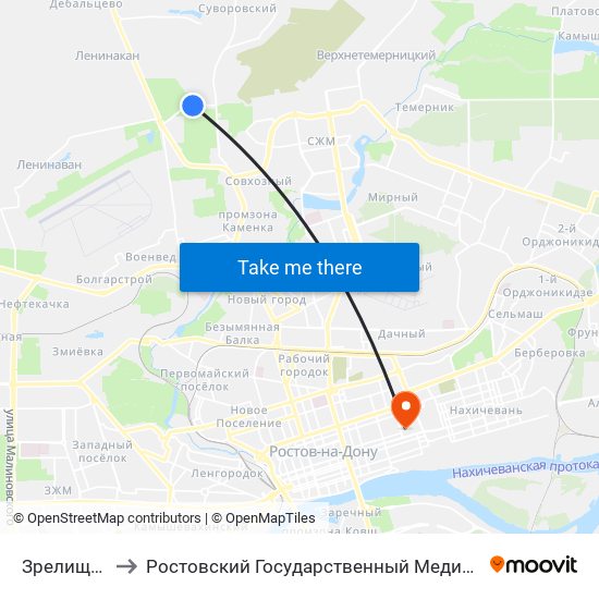 Зрелищная Ул. to Ростовский Государственный Медицинский Университет map