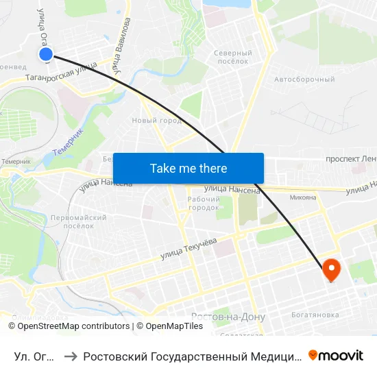 Ул. Оганова to Ростовский Государственный Медицинский Университет map