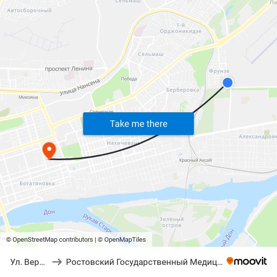 Ул. Вересаева to Ростовский Государственный Медицинский Университет map