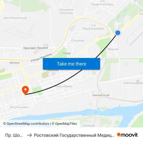 Пр. Шолохова to Ростовский Государственный Медицинский Университет map