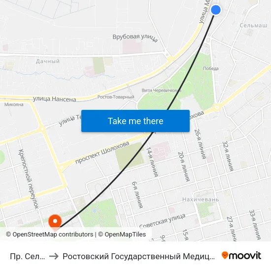 Пр. Сельмаш to Ростовский Государственный Медицинский Университет map