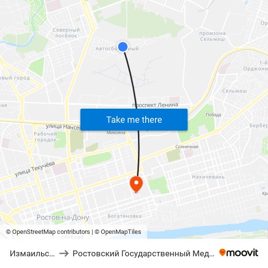 Измаильский Пер. to Ростовский Государственный Медицинский Университет map