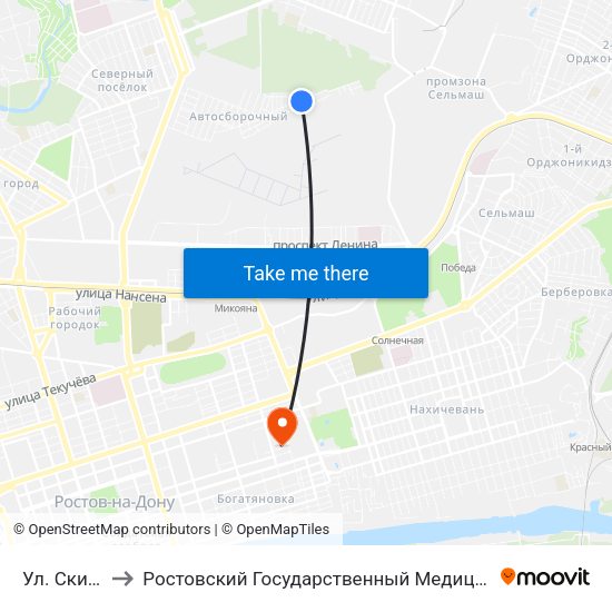 Ул. Скифская to Ростовский Государственный Медицинский Университет map
