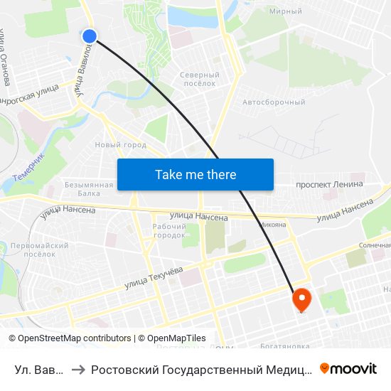 Ул. Вавилова to Ростовский Государственный Медицинский Университет map