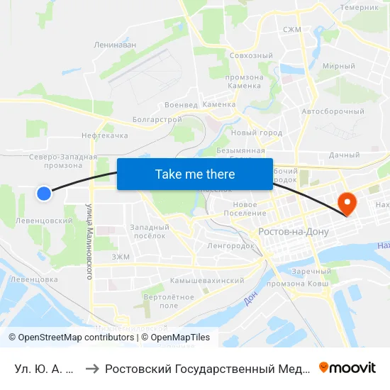Ул. Ю. А. Жданова to Ростовский Государственный Медицинский Университет map