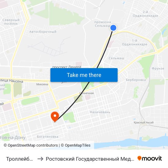 Троллейбусная Ул. to Ростовский Государственный Медицинский Университет map