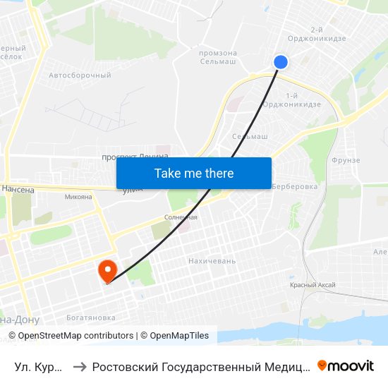 Ул. Курчатова to Ростовский Государственный Медицинский Университет map